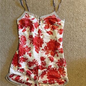 Floral Red and White Women's Sleepwear Set